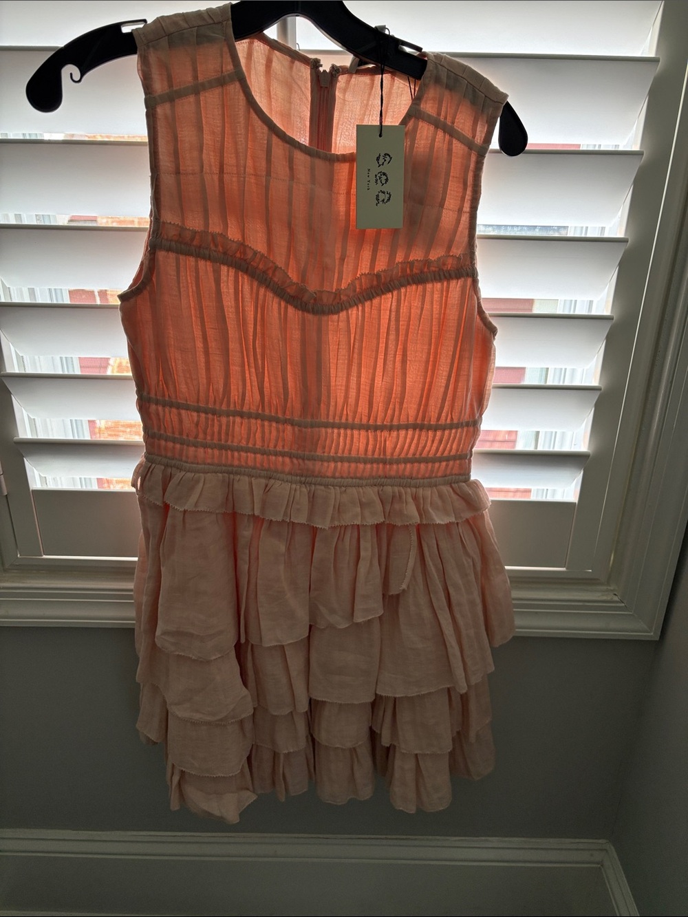 Sea New York Peach Tiered Ruffle Dress